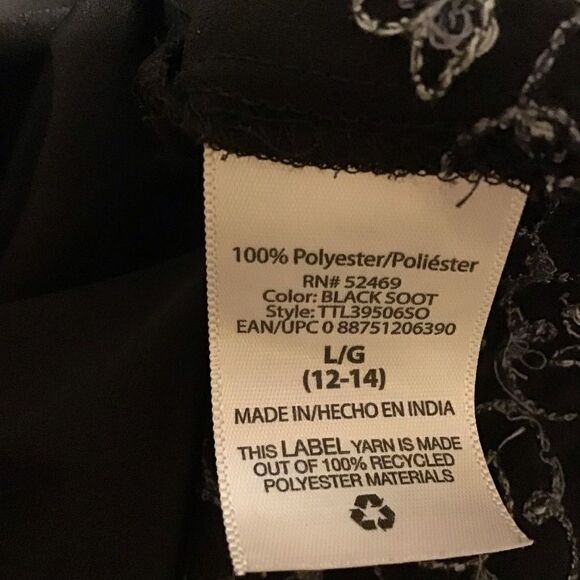 Time and Tru Black Boho Embroidered Dress L 12-14 - Picture 9 of 10